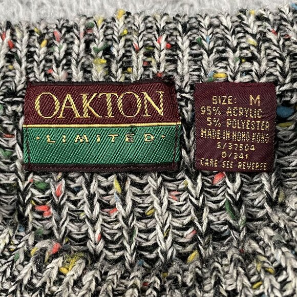 VTG Oakton Limited Sweater Mens Medium Grey Pullover Made in Hong Kong - Picture 4 of 6